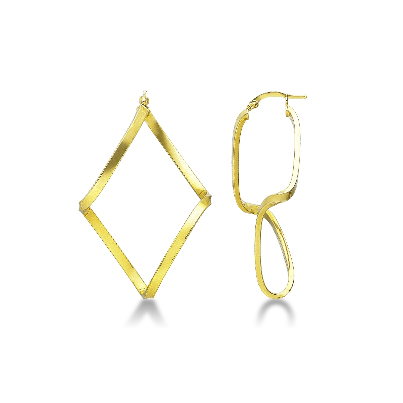 Boucles d’oreilles or jaune 18k au design géométrique