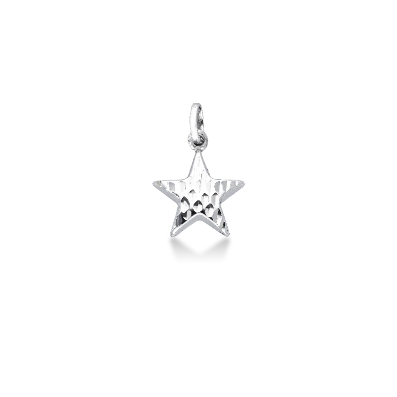 Pendentif étoile bombée en or blanc 18k diamanté