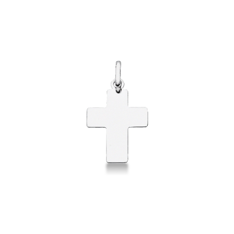 Pendentif croix rectangulaire en or blanc 18k