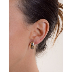 Boucles d’oreilles ovales en or rose, blanc et jaune 18k 2