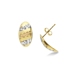 Boucles d’oreilles ovales en or rose, blanc et jaune 18k
