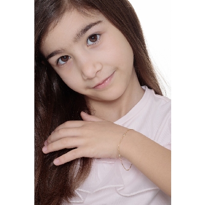 Bracelet fantaisie femme en or jaune 18 carats avec quatre zircons