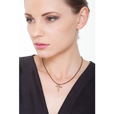 Pendentif croix en or blanc et jaune 18k 2,5 cm