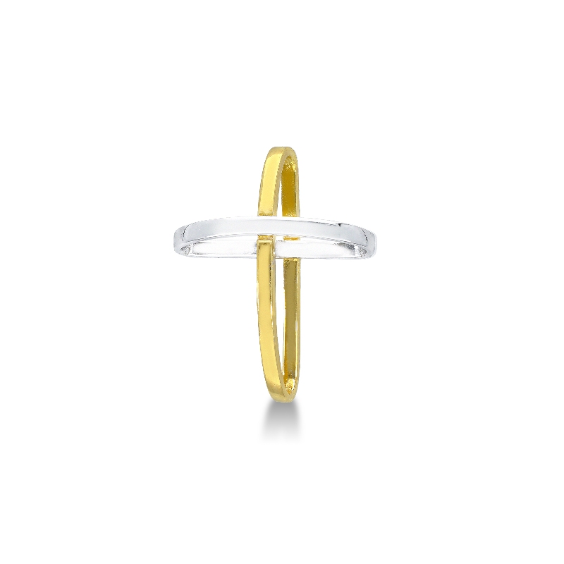 Pendentif croix en or blanc et jaune 18k 2,5 cm