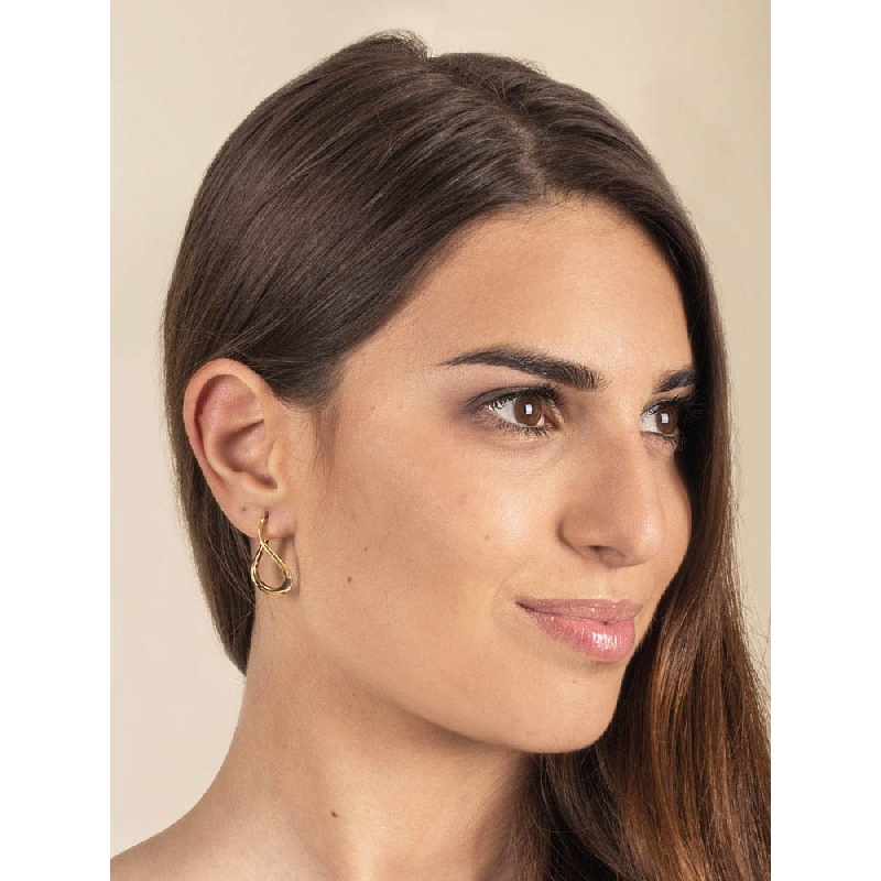  Boucles d'oreilles en Or Jaune 18k avec Design Ondulé