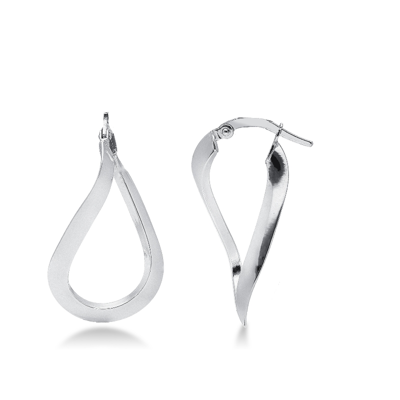 Boucles d'oreilles ondulées or blanc 18 carats