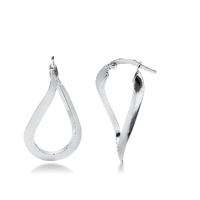 Boucles d'oreilles ondulées or blanc 18 carats