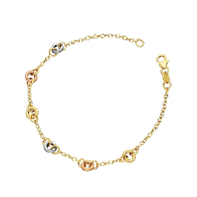 Bracelet fantaisie femme en 3 ors 18k