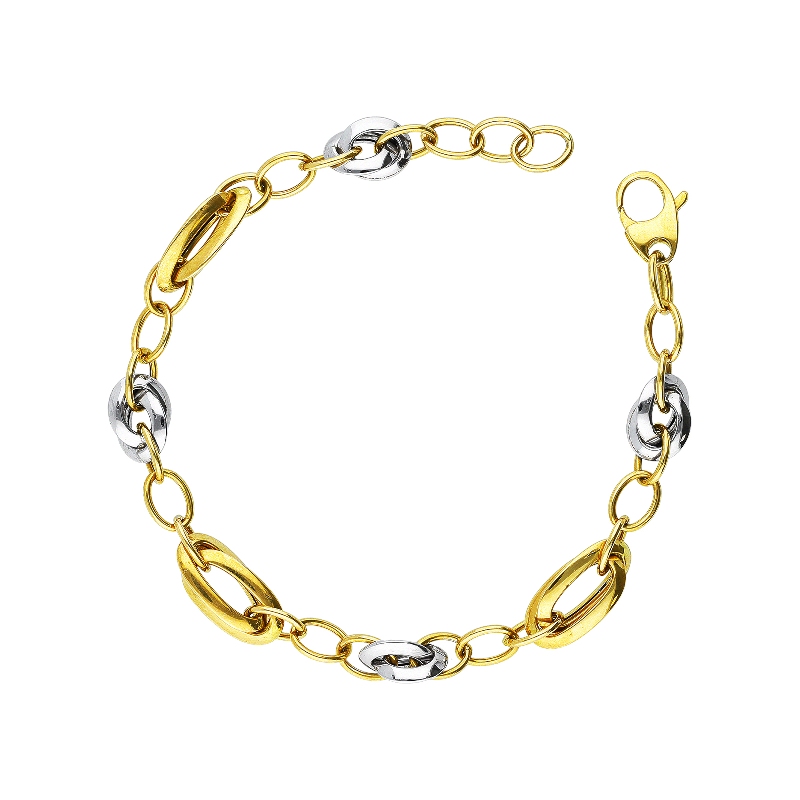 Bracelet fantaisie femme en or blanc et jaune 18k