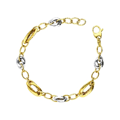 Bracelet fantaisie femme en or blanc et jaune 18k