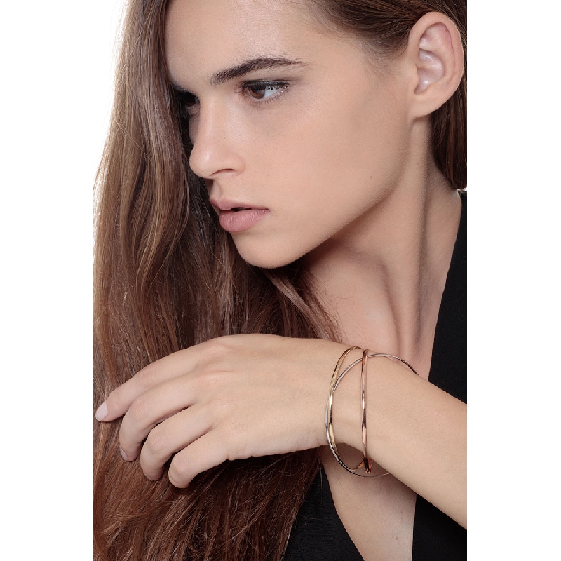 Bracelet rigide fantaisie en or blanc, rose et jaune 18k cm 18