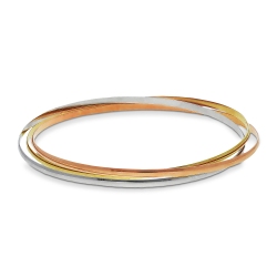 Bracelet rigide fantaisie en or blanc, rose et jaune 18k cm 18