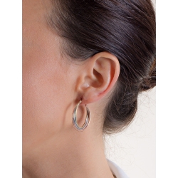 Boucles d'oreilles à Cercles Entrelacés en Or Blanc, Rose et Jaune 18k 2