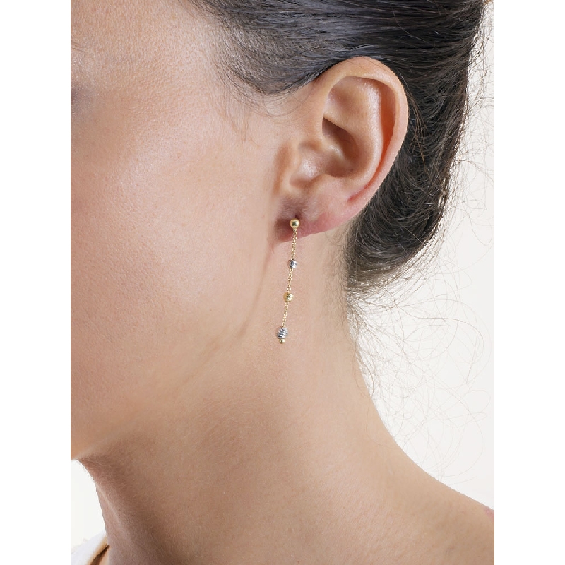 Boucles d’oreilles en or jaune et blanc 18 carats 4 cm