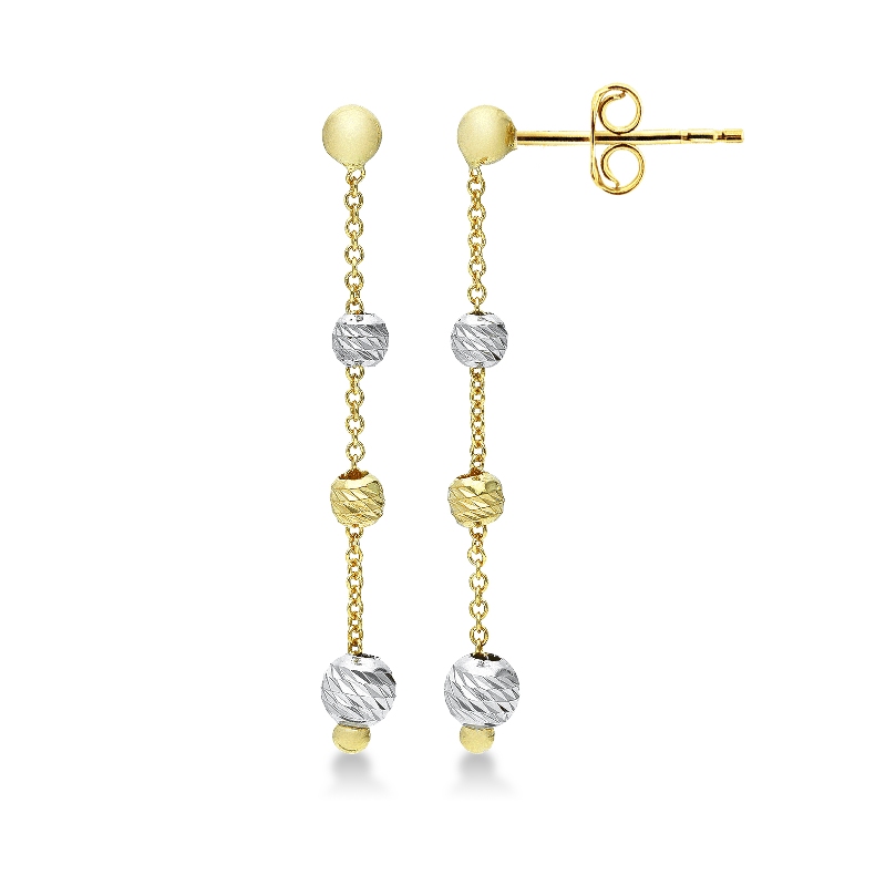 Boucles d’oreilles en or jaune et blanc 18 carats 4 cm