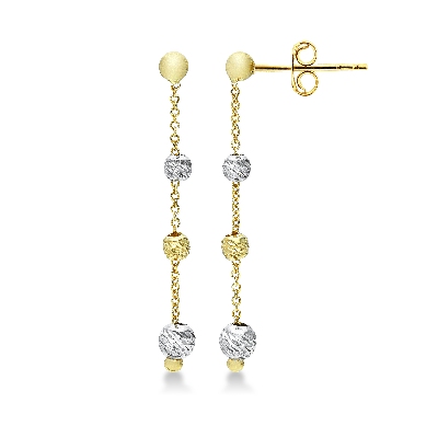Boucles d’oreilles en or jaune et blanc 18 carats 4 cm