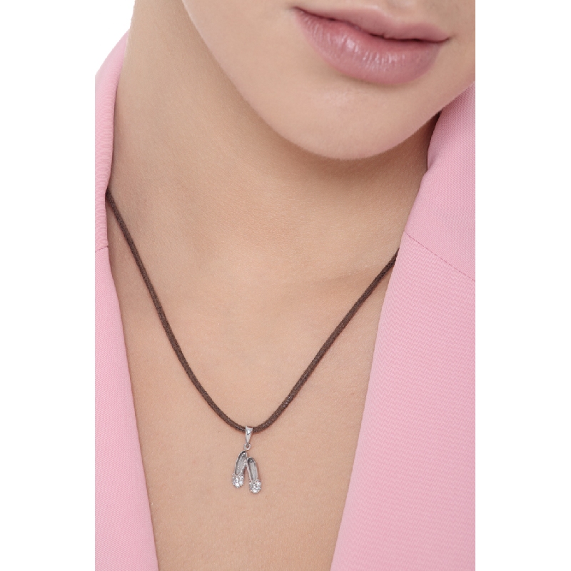 Pendentif chaussures de danse en or blanc 18K avec zircones