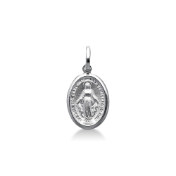 Médaille sacrée de la Vierge en or blanc 18k