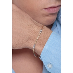 Bracelet pour homme en or jaune et blanc 18k, semi-rigide cm 20. 2