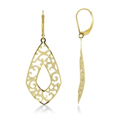  Boucles d'oreilles en Or Jaune 18k avec Pendentifs losange 