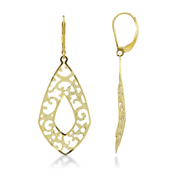  Boucles d'oreilles en Or Jaune 18k avec Pendentifs losange 