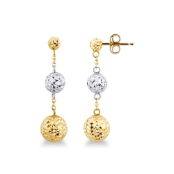 Boucles d’oreilles en or blanc et jaune 18k avec pendentifs diamantés
