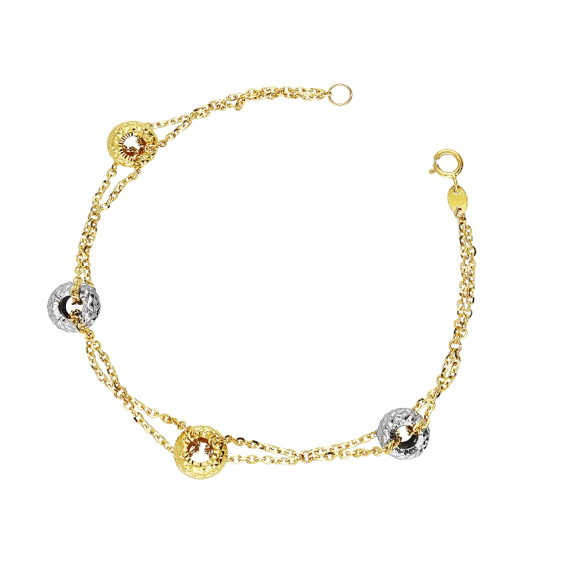 Bracelet fantaisie femme or jaune et or blanc 18k