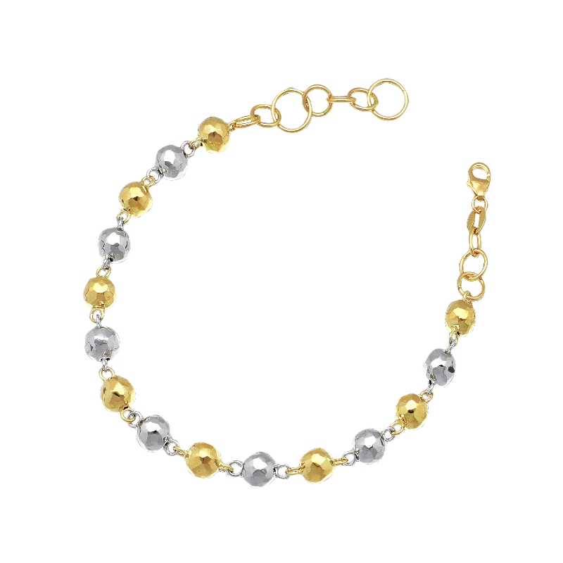 Bracelet femme or jaune et blanc 18k perles diamantées