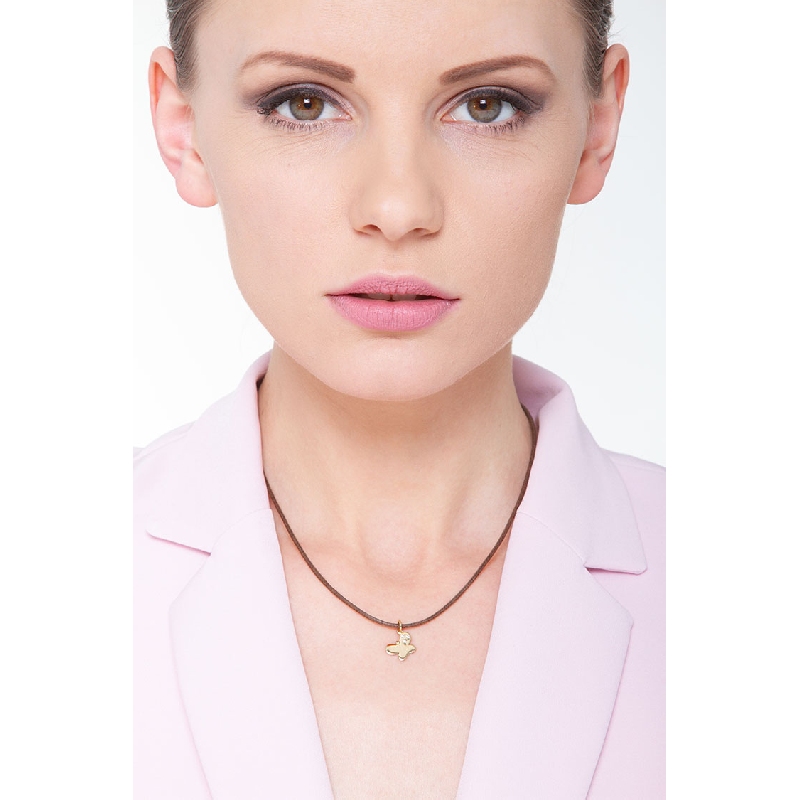 Pendentif papillon en or jaune 750 avec zirconias