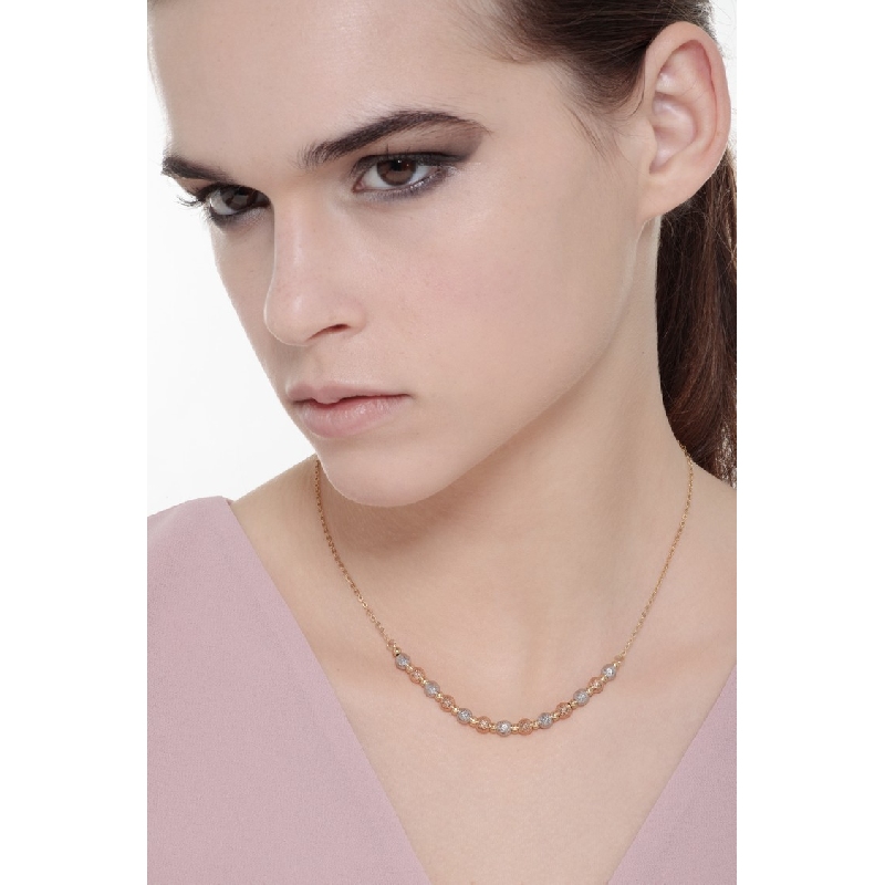 Collier avec des billes de diamants en or blanc, jaune et rose 18k