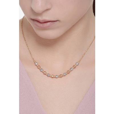 Collier avec des billes de diamants en or blanc, jaune et rose 18k