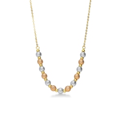 Collier avec des billes de diamants en or blanc, jaune et rose 18k
