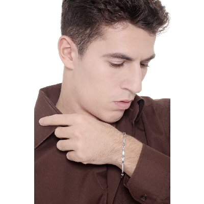 Bracelet homme en or blanc 18k, 21 cm