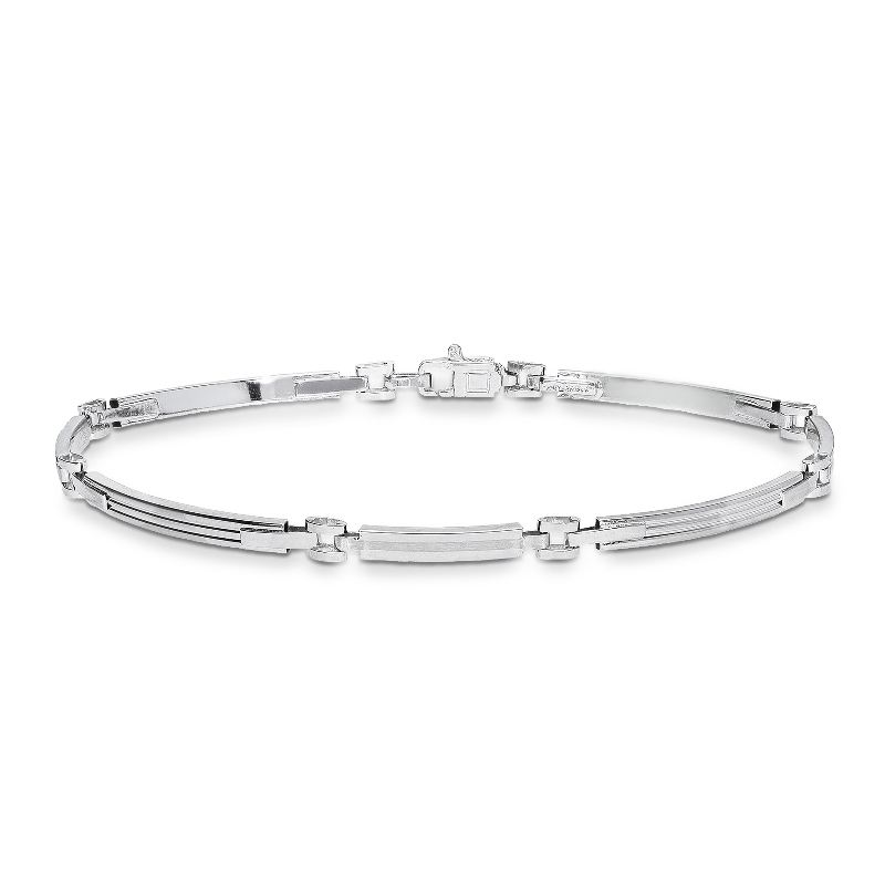 Bracelet homme en or blanc 18k, 21 cm