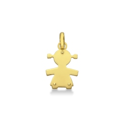 Pendentif en forme de silhouette de fillette en or jaune 18k