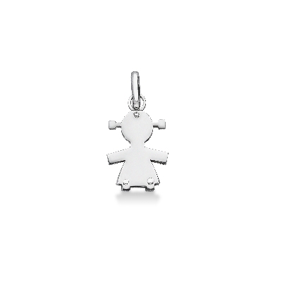 Pendentif enfant en or blanc 18k silhouette fillette