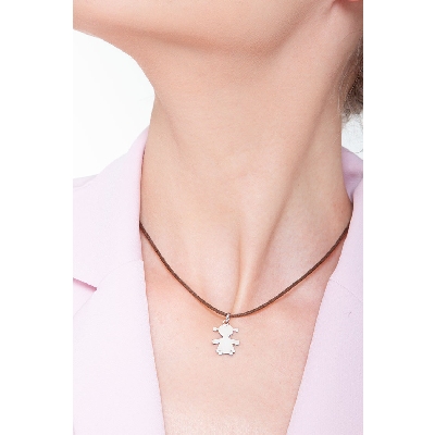 Pendentif fillette or blanc 18k