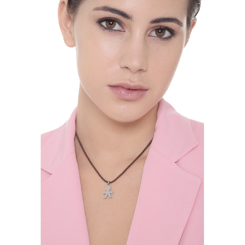 Pendentif silhouette garçon en or blanc 18k 1.7 cm