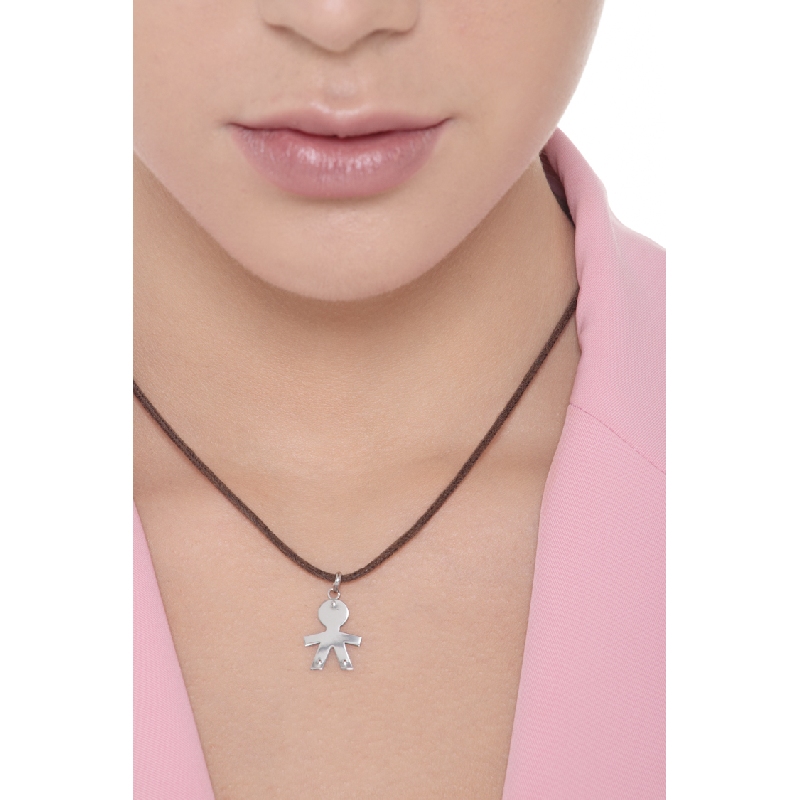 Pendentif silhouette garçon en or blanc 18k 1.7 cm