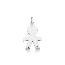 Pendentif silhouette garçon en or blanc 18k 1.7 cm