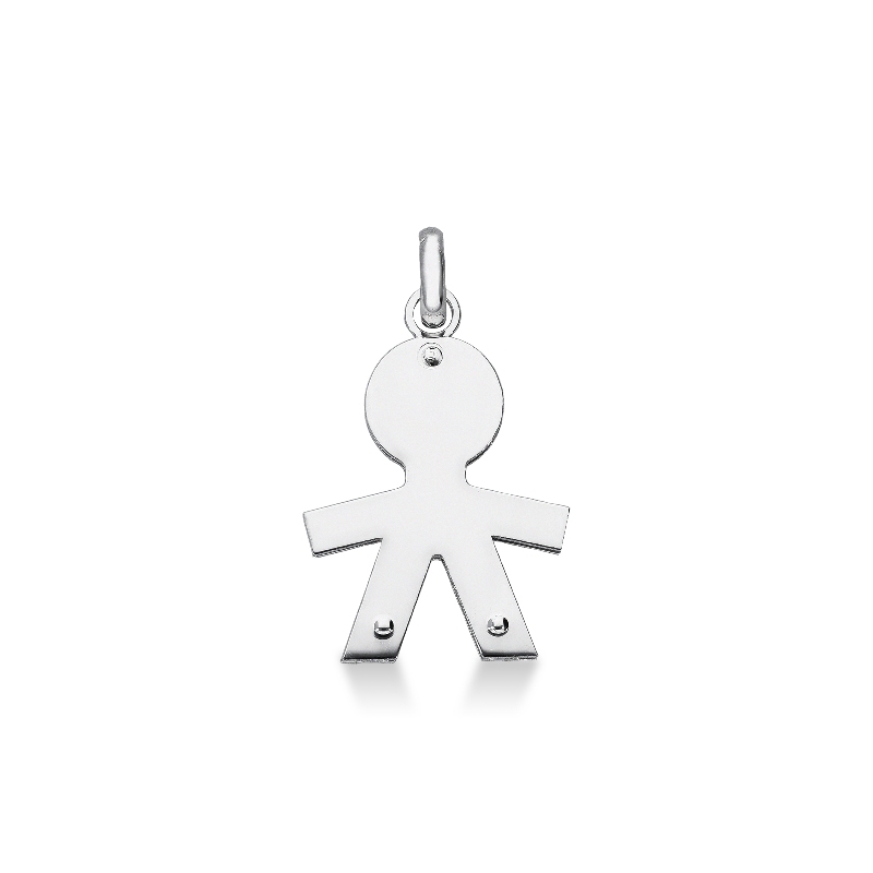 Pendentif silhouette garçon en or blanc 18k 1.7 cm