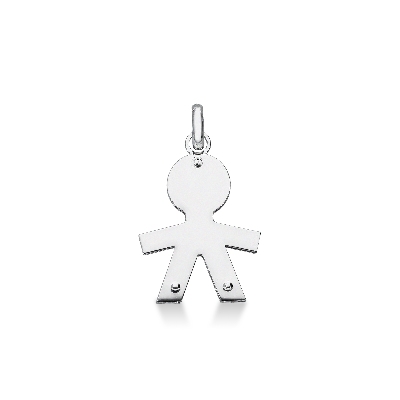 Pendentif silhouette garçon en or blanc 18k 1.7 cm