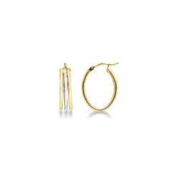Boucles d’oreilles trois rangs en or jaune et blanc 18k