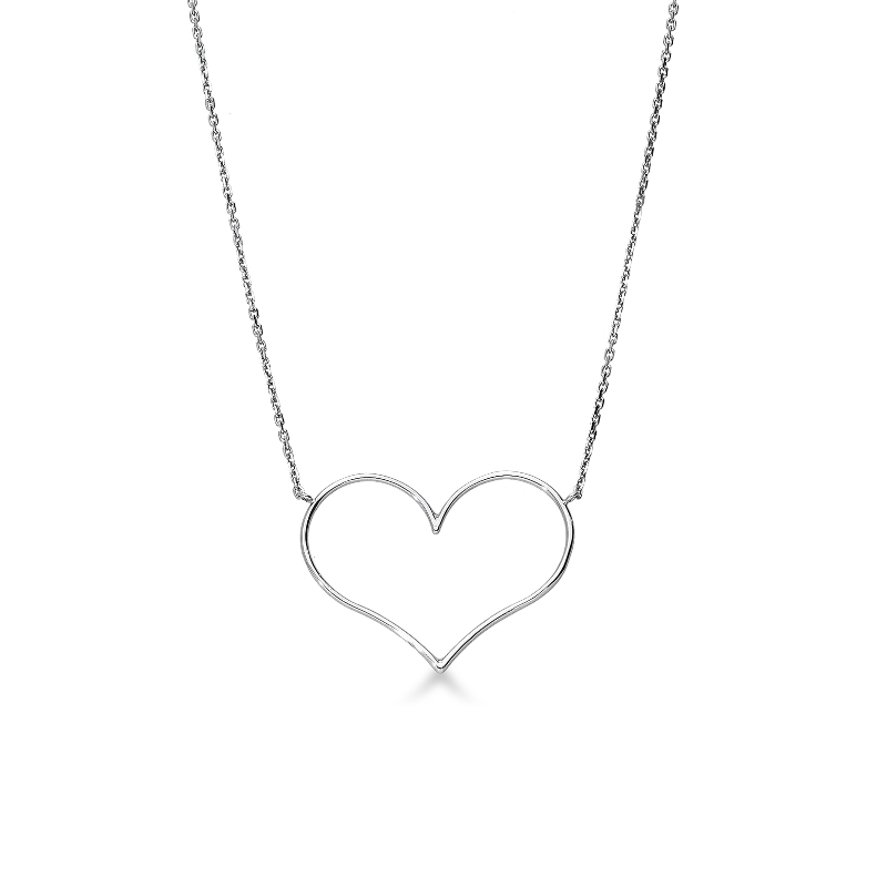 Collier avec contour coeur en or blanc 750