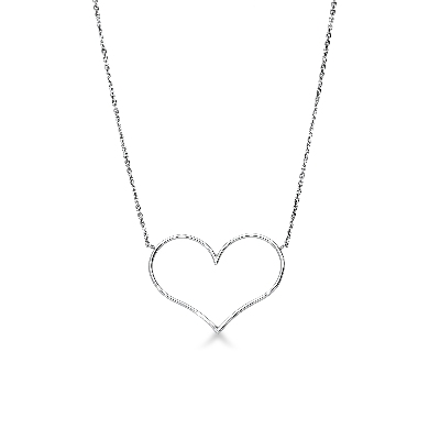 Collier avec contour coeur en or blanc 750