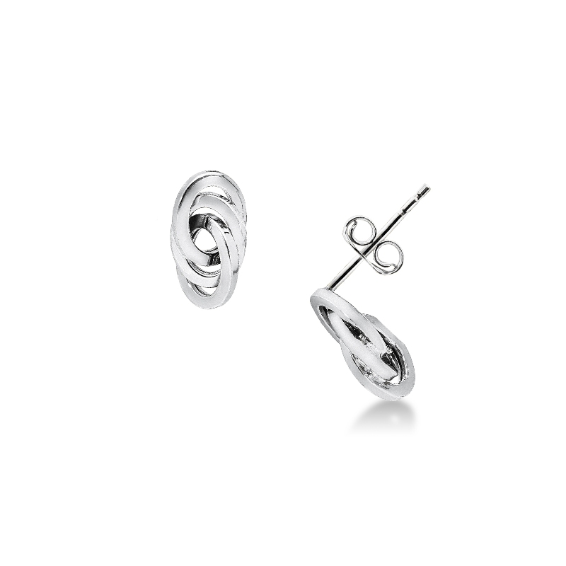 Boucles d’oreilles en or blanc 18k présentent des ovales entrelacés