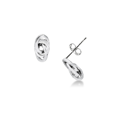 Boucles d’oreilles en or blanc 18k présentent des ovales entrelacés