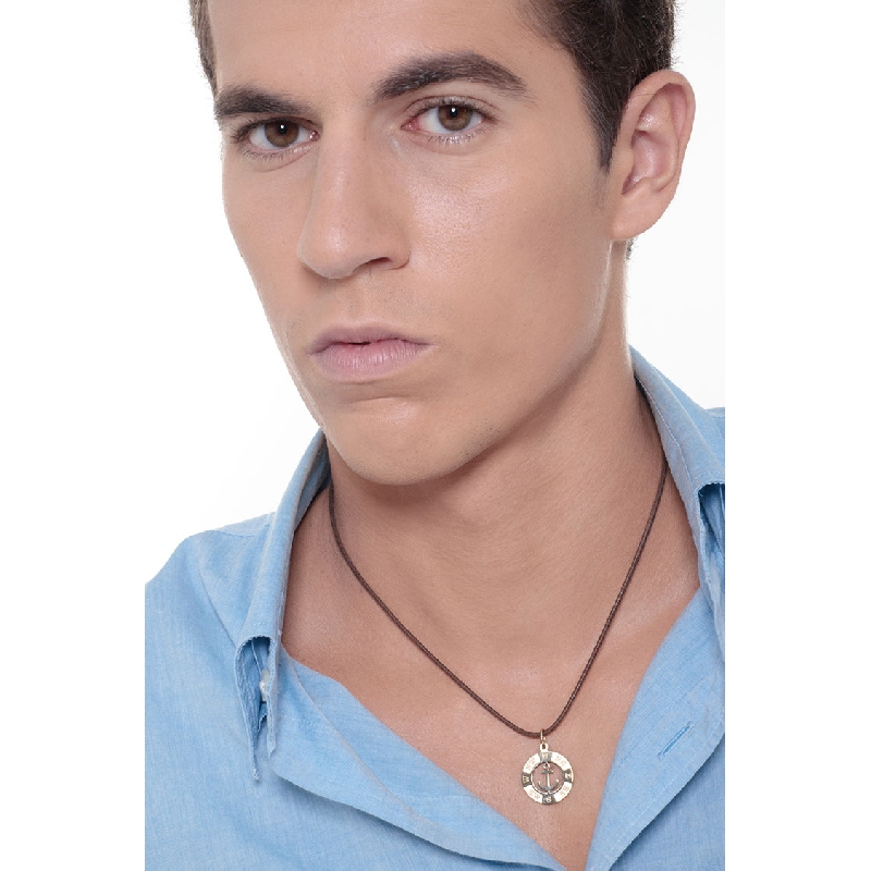 Pendentif  ancre en or jaune 18k rose des vents