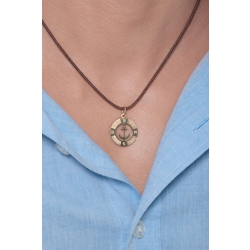 Pendentif  ancre en or jaune 18k rose des vents 2