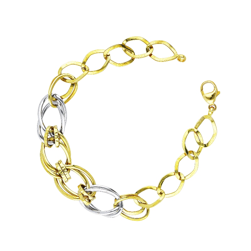 Bracelet grumette femme or jaune et blanc 18k